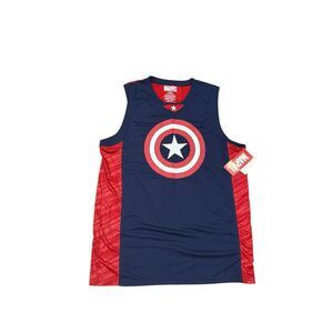 Marvel Mens Captain America Basketball Jersey Tank Shirt Size XL NWT